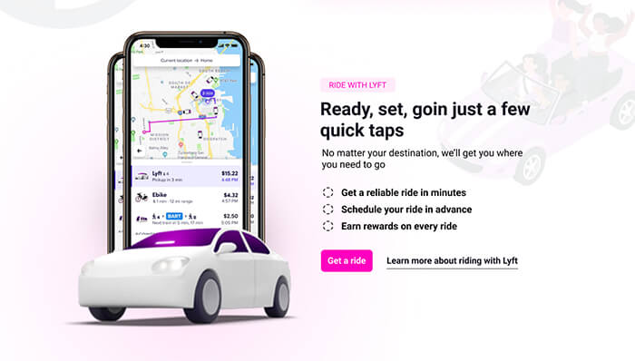 Lyft Website App Section